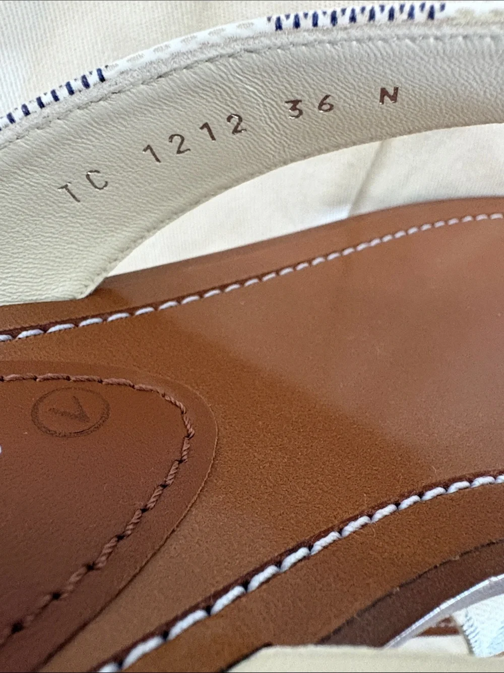 Louis Vuitton Brown Leather & White Checkered Canvas Thong Sandals
